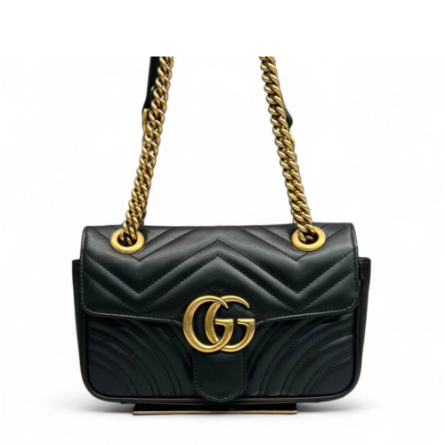 Gucci Diamante Mini GG Marmont Calfskin Black