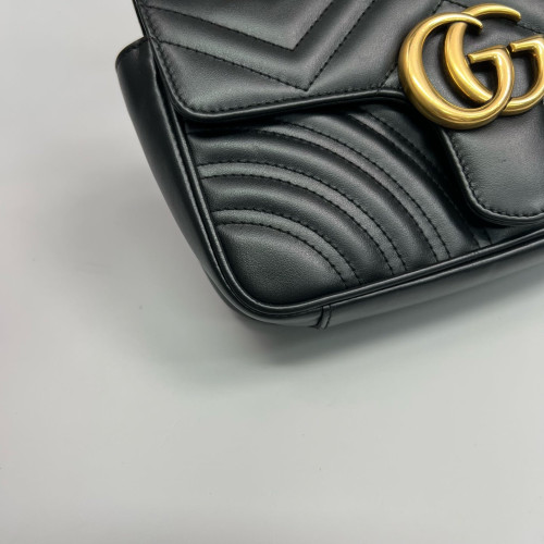 Gucci Diamante Mini GG Marmont Calfskin Black