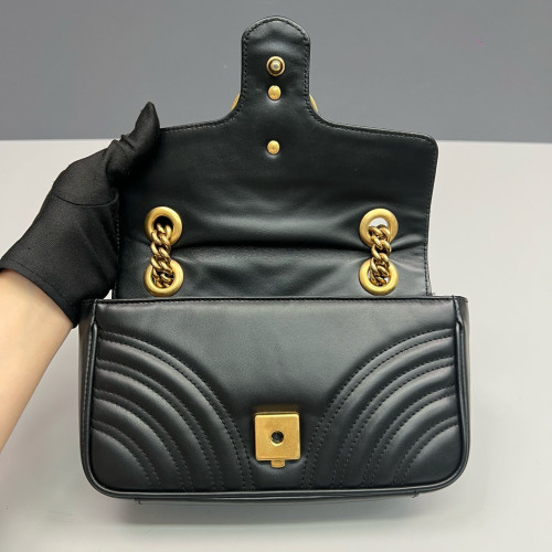 Gucci Diamante Mini GG Marmont Calfskin Black