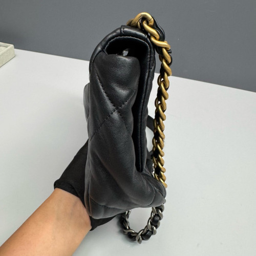 Chanel Quilted Small 19 Flag Lambskin Black