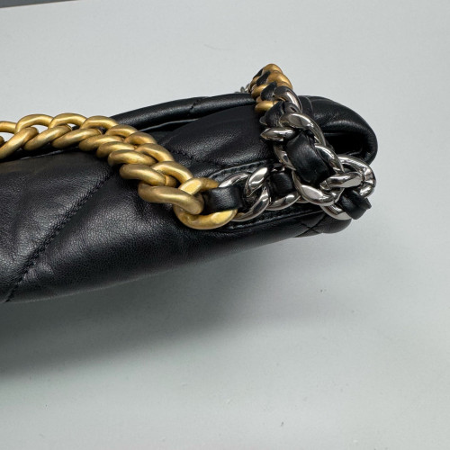 Chanel Quilted Small 19 Flag Lambskin Black