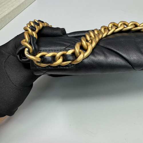 Chanel Quilted Small 19 Flag Lambskin Black
