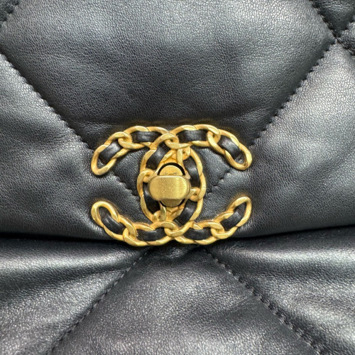 Chanel Quilted Small 19 Flag Lambskin Black
