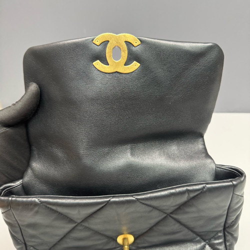Chanel Quilted Small 19 Flag Lambskin Black