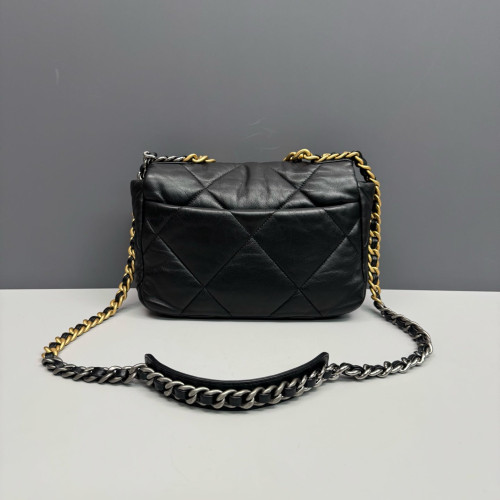 Chanel Quilted Small 19 Flag Lambskin Black