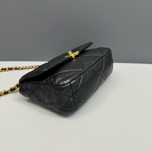 Chanel Quilted Small 19 Flag Lambskin Black