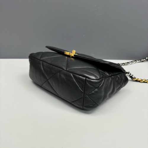 Chanel Quilted Small 19 Flag Lambskin Black