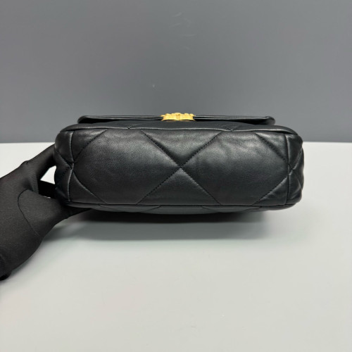 Chanel Quilted Small 19 Flag Lambskin Black