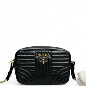 Prada Diagramme Camera Calfskin Black