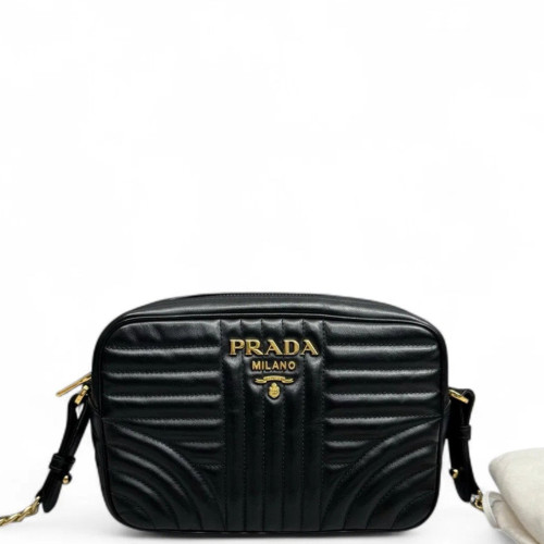 Prada Diagramme Camera Calfskin Black