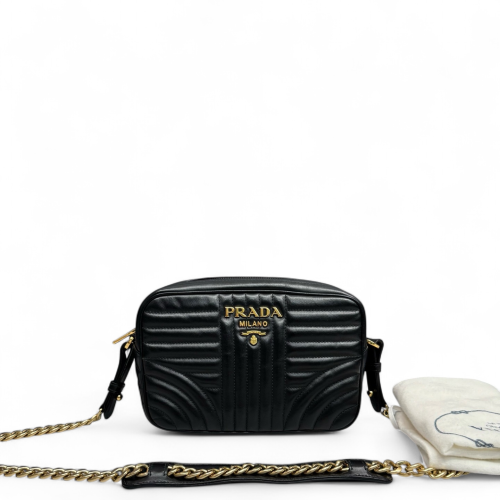 Prada Diagramme Camera Calfskin Black