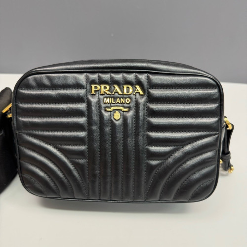 Prada Diagramme Camera Calfskin Black