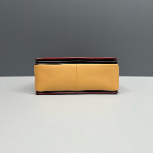 Celine Medium Frame Shoulder Bag Calfskin Yellow Burgundy