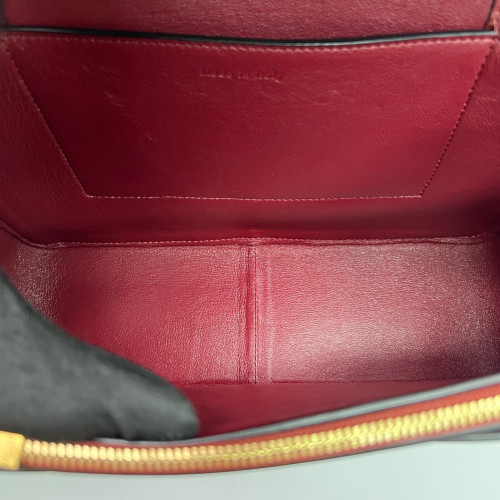 Celine Medium Frame Shoulder Bag Calfskin Yellow Burgundy