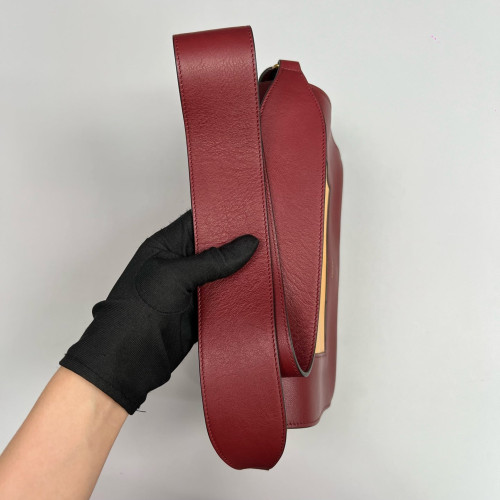 Celine Medium Frame Shoulder Bag Calfskin Yellow Burgundy