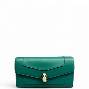 Bvlgari Serpenti Forever Chain Wallet Smooth Calfskin Green