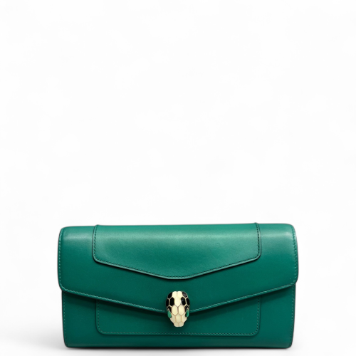 Bvlgari Serpenti Forever Chain Wallet Smooth Calfskin Green