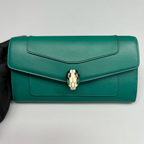 Bvlgari Serpenti Forever Chain Wallet Smooth Calfskin Green