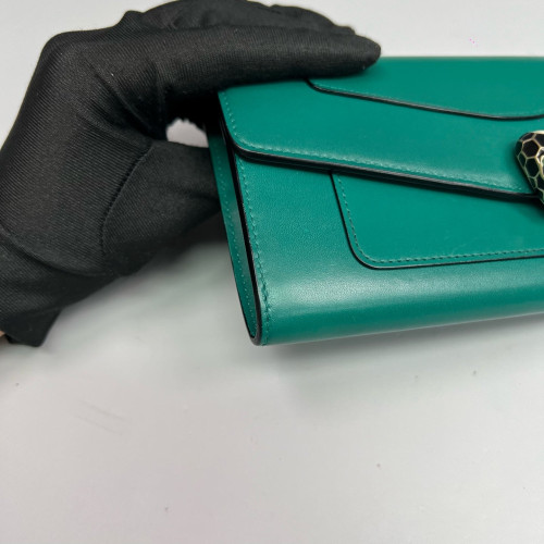 Bvlgari Serpenti Forever Chain Wallet Smooth Calfskin Green