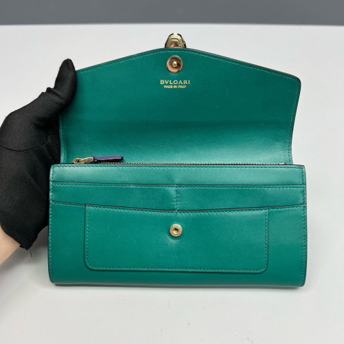 Bvlgari Serpenti Forever Chain Wallet Smooth Calfskin Green