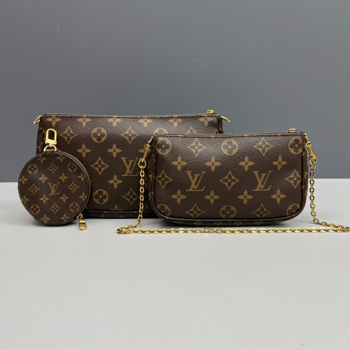 Louis Vuitton Multi Pochette Accessories Monogram Brown Pink