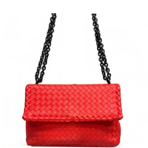 Bottega Veneta Medium Olimpia Shoulder Bag Calfskin Intrecciato Red