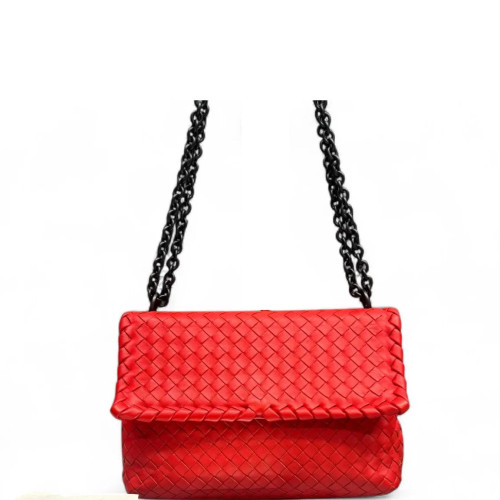 Bottega Veneta Medium Olimpia Shoulder Bag Calfskin Intrecciato Red