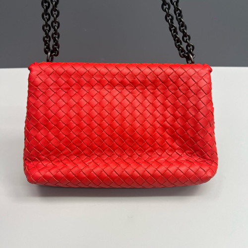 Bottega Veneta Medium Olimpia Shoulder Bag Calfskin Intrecciato Red