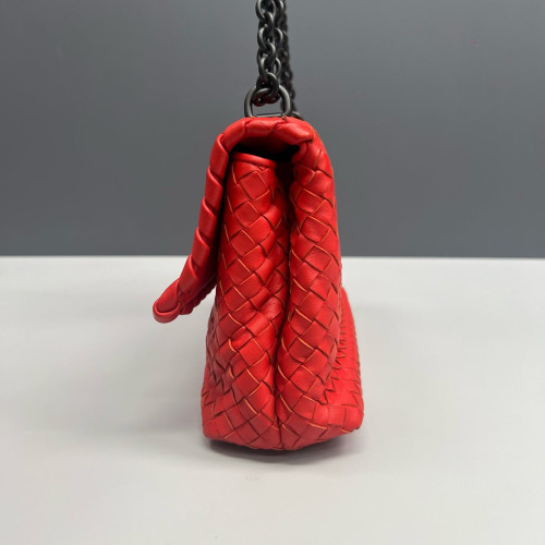 Bottega Veneta Medium Olimpia Shoulder Bag Calfskin Intrecciato Red