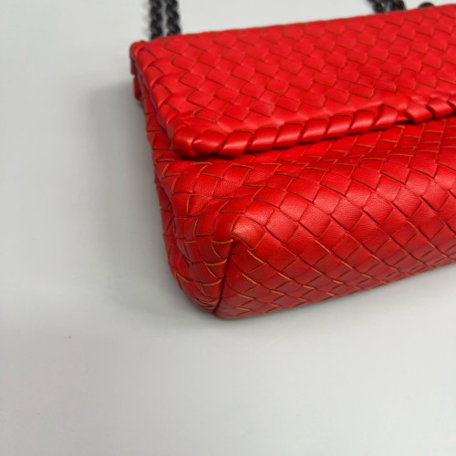 Bottega Veneta Medium Olimpia Shoulder Bag Calfskin Intrecciato Red