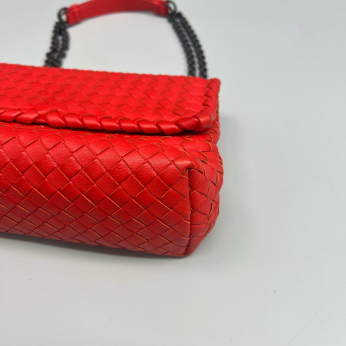 Bottega Veneta Medium Olimpia Shoulder Bag Calfskin Intrecciato Red