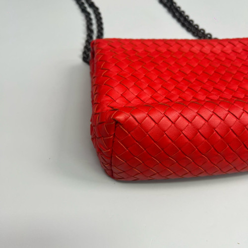 Bottega Veneta Medium Olimpia Shoulder Bag Calfskin Intrecciato Red