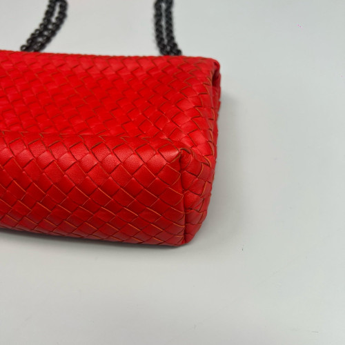 Bottega Veneta Medium Olimpia Shoulder Bag Calfskin Intrecciato Red