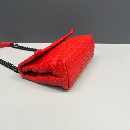 Bottega Veneta Medium Olimpia Shoulder Bag Calfskin Intrecciato Red