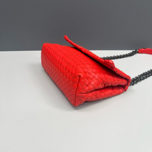 Bottega Veneta Medium Olimpia Shoulder Bag Calfskin Intrecciato Red