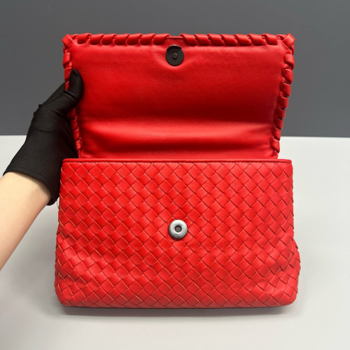 Bottega Veneta Medium Olimpia Shoulder Bag Calfskin Intrecciato Red