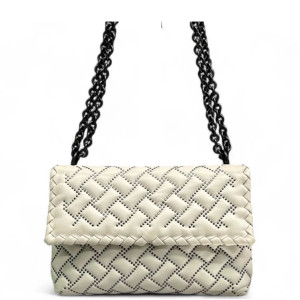 Bottega Veneta Medium Olimpia Shoulder Bag Calfskin Intrecciato White