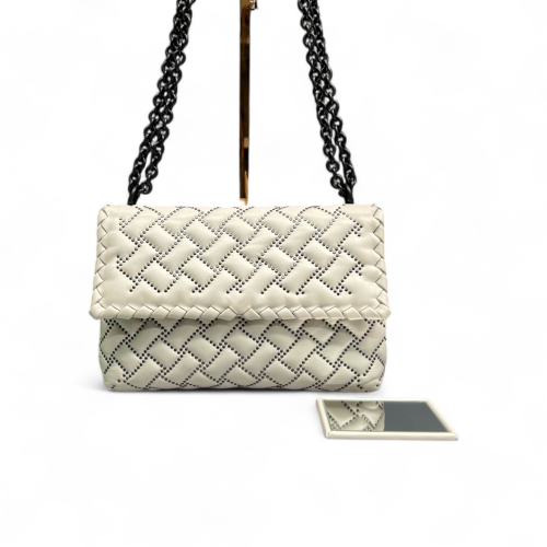 Bottega Veneta Medium Olimpia Shoulder Bag Calfskin Intrecciato White