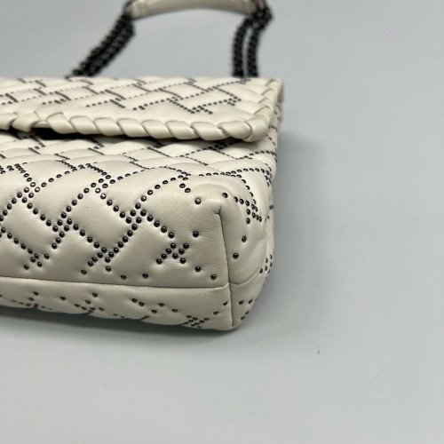 Bottega Veneta Medium Olimpia Shoulder Bag Calfskin Intrecciato White