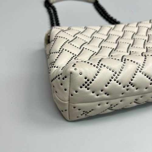 Bottega Veneta Medium Olimpia Shoulder Bag Calfskin Intrecciato White