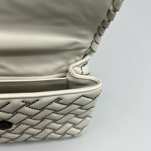 Bottega Veneta Medium Olimpia Shoulder Bag Calfskin Intrecciato White