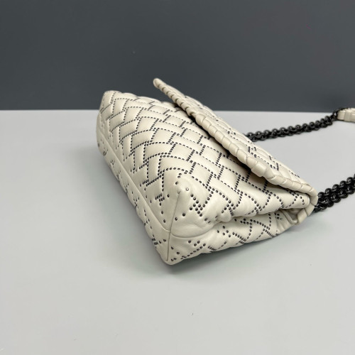 Bottega Veneta Medium Olimpia Shoulder Bag Calfskin Intrecciato White