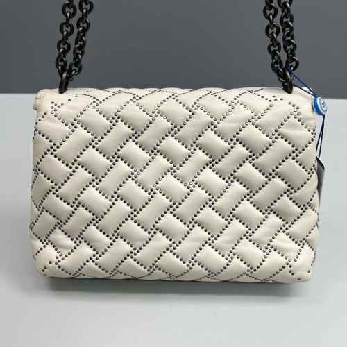 Bottega Veneta Medium Olimpia Shoulder Bag Calfskin Intrecciato White