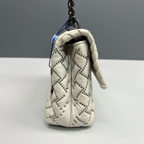 Bottega Veneta Medium Olimpia Shoulder Bag Calfskin Intrecciato White
