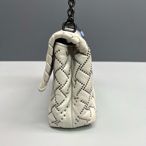 Bottega Veneta Medium Olimpia Shoulder Bag Calfskin Intrecciato White
