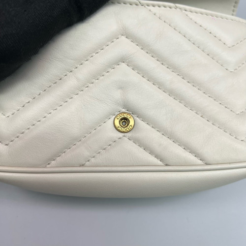 Gucci Chevron Mini GG Marmont Chain Wallet Calfskin White