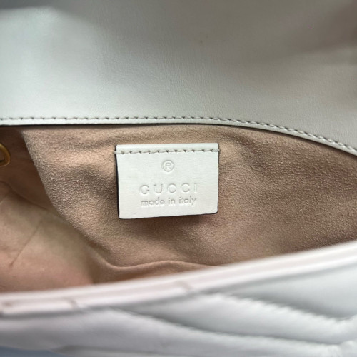 Gucci Chevron Mini GG Marmont Chain Wallet Calfskin White