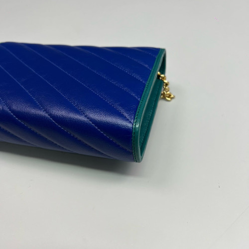 Gucci Matelasse GG Marmont Chain Wallet Calfskin Blue Green