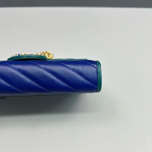 Gucci Matelasse GG Marmont Chain Wallet Calfskin Blue Green