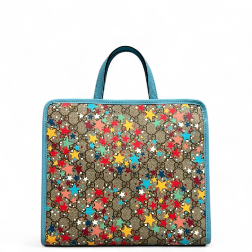 Gucci Children's Printed Tote Bag GG Monogram Brown Blue Gucci Children's Printed Tote Bag GG Monogram Brown Blue